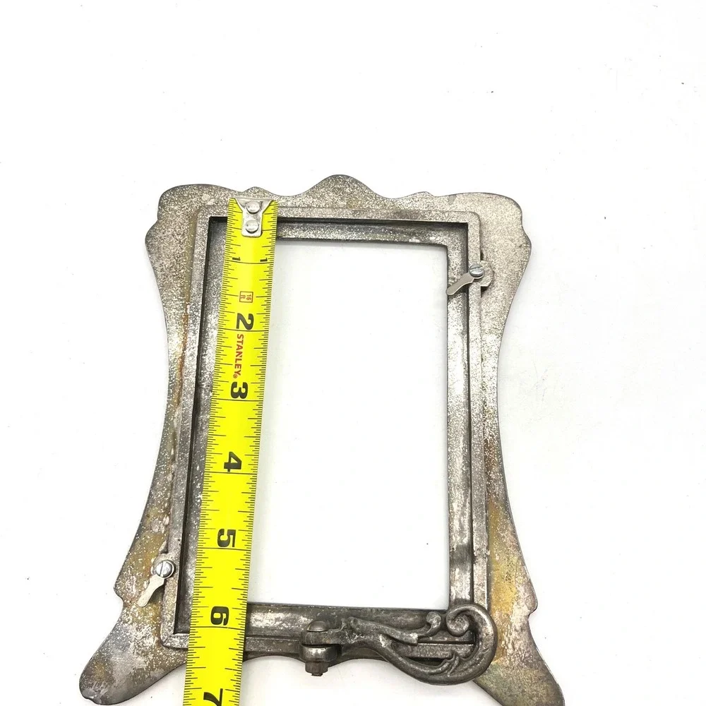 Vintage‎ Ornate Silver Tone Metal Picture Frame Art Nouveau Scrollwork 4x6